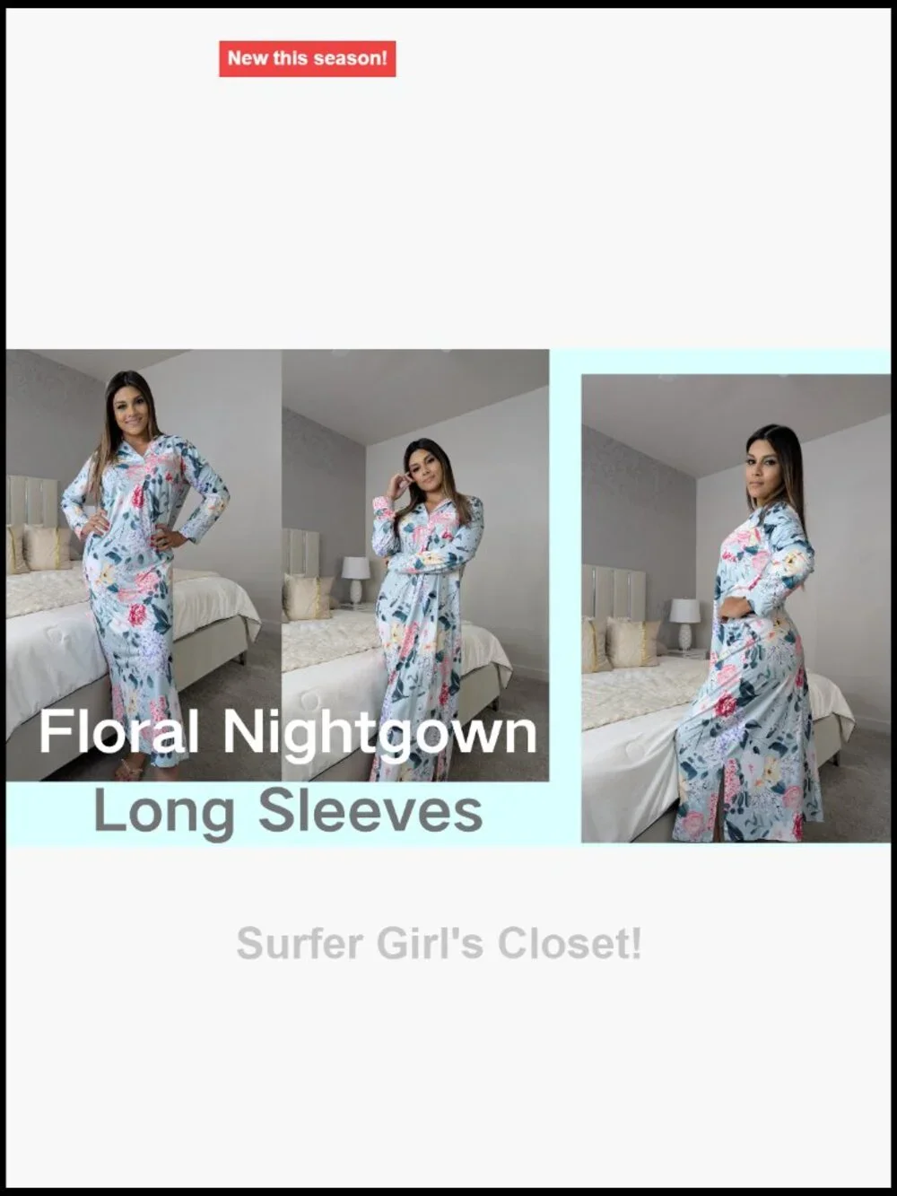 Long Sleeve Nightgown Button Down Soft Sleepwear Lounge Dress